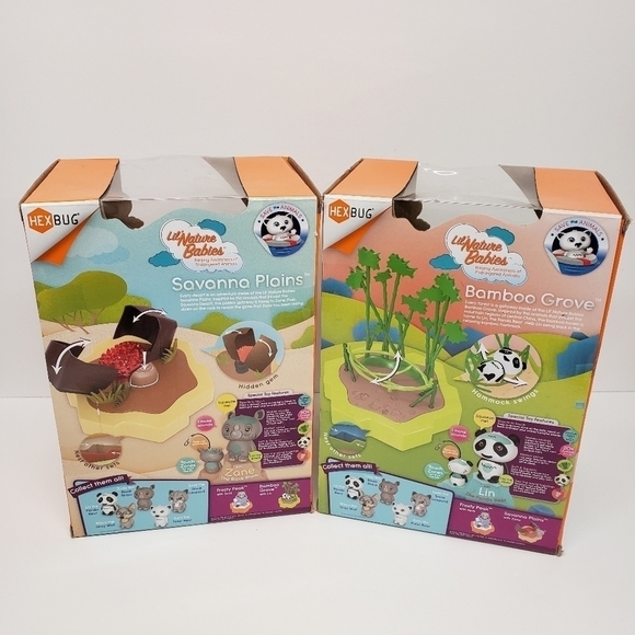 Hexbug Lot of 2 Lil Nature Babies Panda Rhinoceros Animal Playsets - Picture 2 of 9